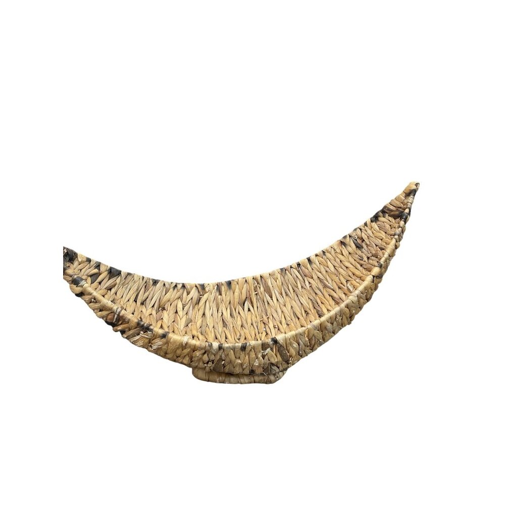 Handwoven Natural Fiber Decorative Boho curved bowl Basket 26"x11" SKU 9383